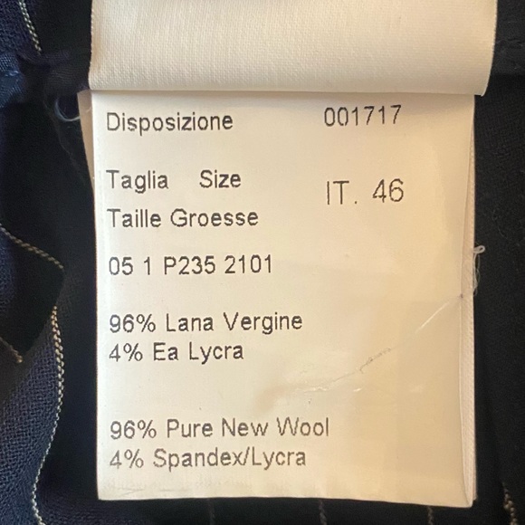 PIAZZA SEMPIONE wool blend high waist straight leg pinstripe pants in black - Picture 7 of 8